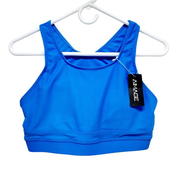 Womens Bright Blue Racerback Sports Bra Size  M Aimage Stretch  Supportive Fit - Picture 1 of 6
